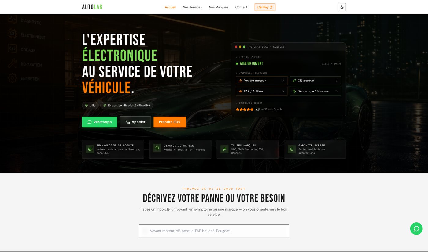Site vitrine réalisé pour l'Atelier Autolab