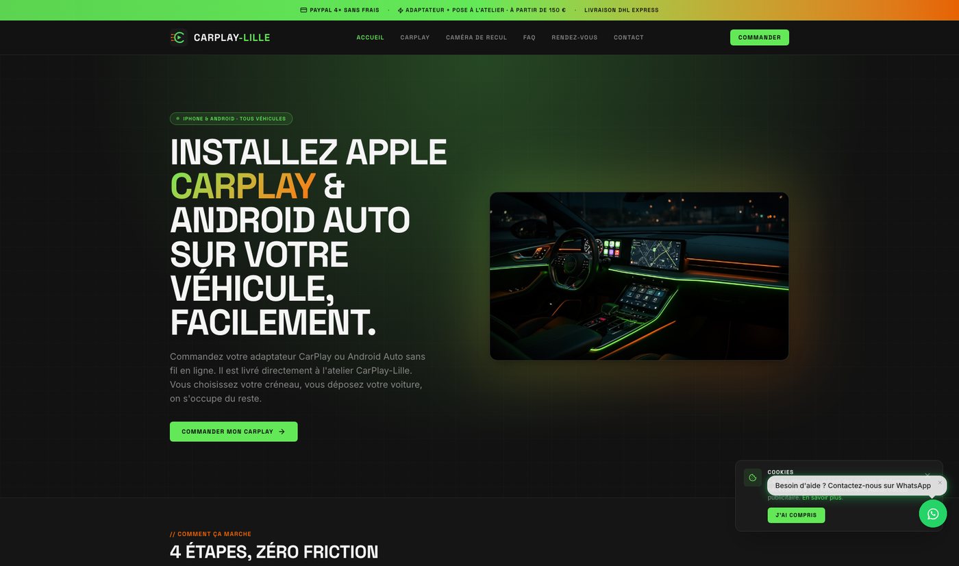Site e-commerce réalisé pour Carplay Lille
